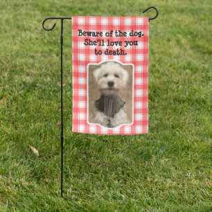 Custom 2 Photo Red & White Country Farmhouse Plaid Garden Flag