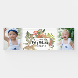 Custom 2 Photo Safari Baby Shower Sprinkle Banner