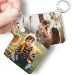 Custom 2 Photo Square Metal Double Sided Keychain at Zazzle