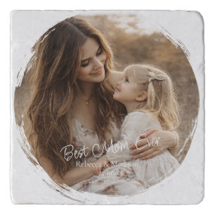 Custom 2 Photo & Text Best Mom Ever Trivet