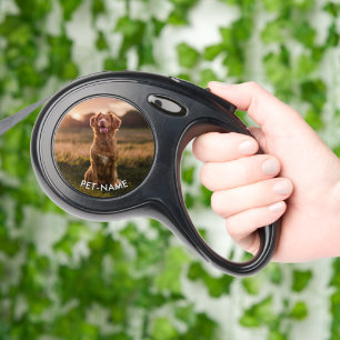 Custom 2 Photo With Your Pet Dog 2 Name Picture On Retractable Pet Leash
