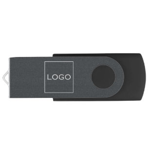 Custom 2 Photos, Logos on Charcoal Grey Color Flash Drive