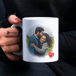 Custom 2 Photos Name Monogram And Red Love Hearts Coffee Mug<br><div class="desc">Mug for coffee,  tea,  milk,  hot cocoa chocolate,  orange juice,  or any other favorite beverage. With room to customize or personalize with your monogram or initials and two photo's of your choice.</div>