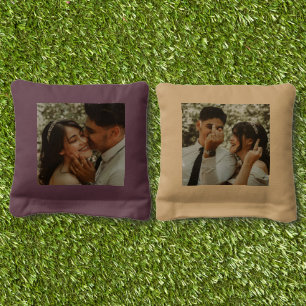 Custom 2 Photos Newlyweds Couples Wedding Cornhole Bags