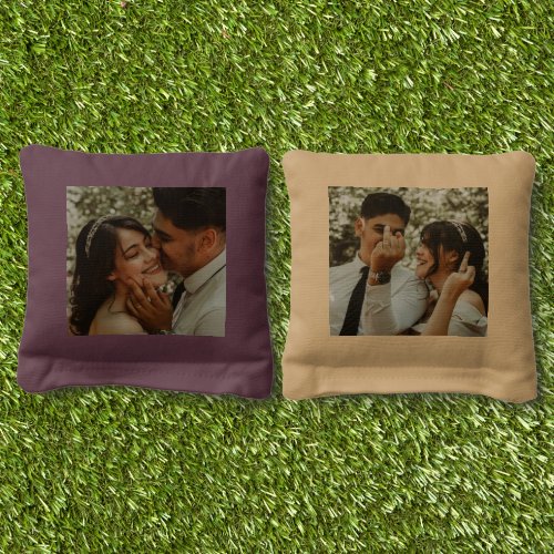 Custom 2 Photos Newlyweds Couples Wedding Cornhole Bags