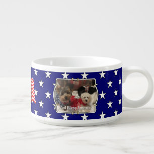 Custom 2 Photos USA American Flag Patriotic Cute Bowl