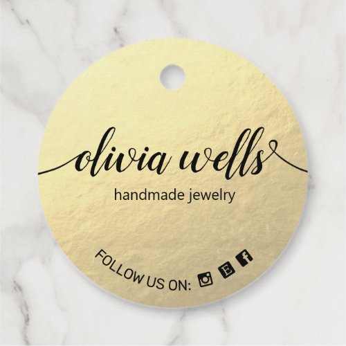Custom 2 Round Faux Gold Foil Hang Tag