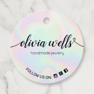 Custom 2" Round Holographic Script Hang Tags