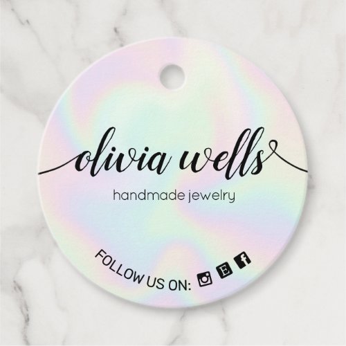 Custom 2 Round Holographic Script Hang Tags