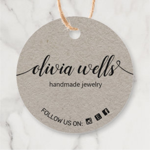 Custom 2" Round Social Media Kraft Hang Tag