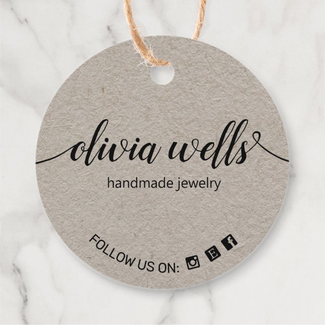 Custom 2" Round  Social Media Kraft Hang Tag  (Back)