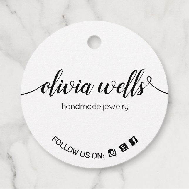Custom 2" Round White  Signature  Script Hang Tags (Back)