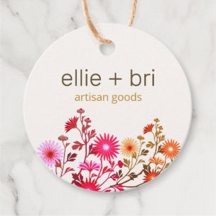 Custom 2" Round Wildflowers Boho Hang Tag