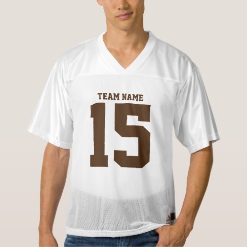 Custom 2 Side White and Brown  Mens Football Jersey