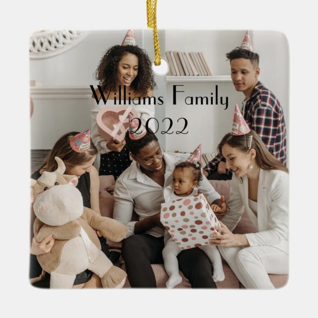 Custom 2-sided Family Photo Christmas Ornament (Front)