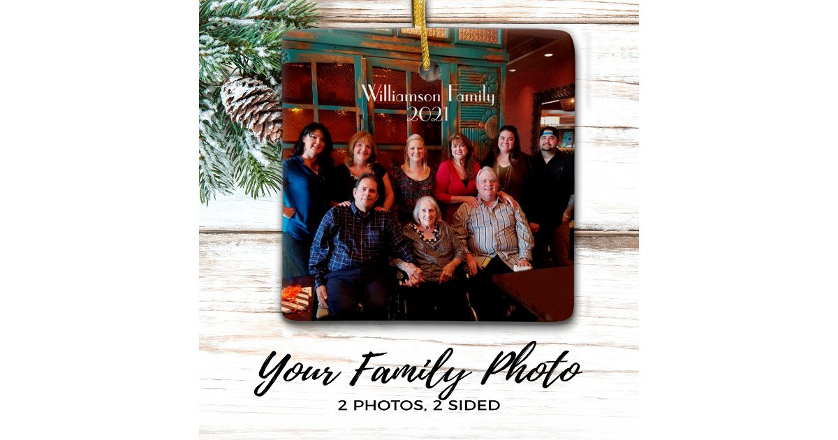 Custom 2-sided Family Photo Christmas Ornament | Zazzle