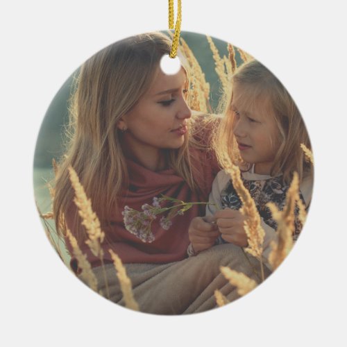 custom 2 sided family photo personalized your text ceramic ornament