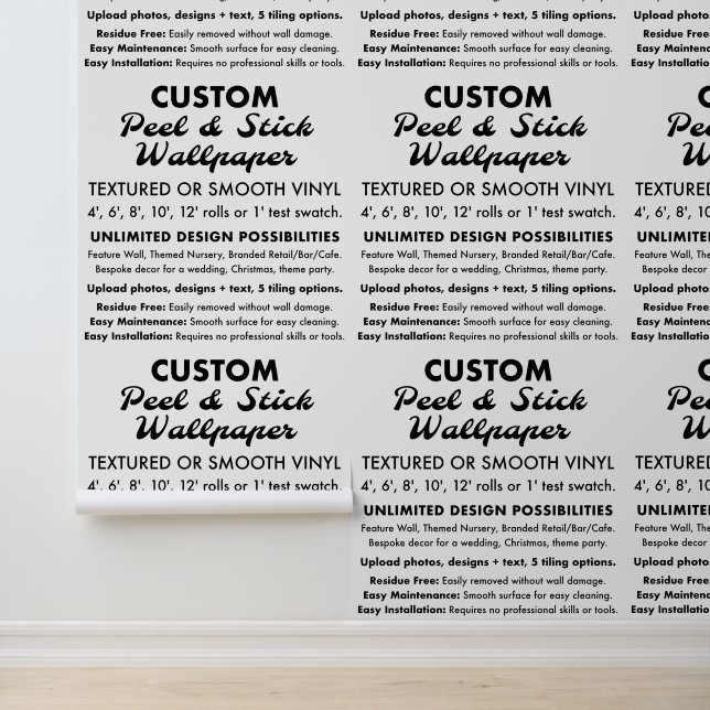 Custom 2' x 12' Textured Vinyl Peel & Stick Wallpaper (Application)
