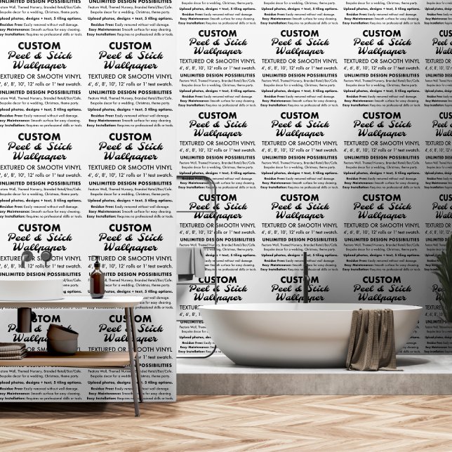 Custom 2' x 8' Roll Smooth Peel & Stick Wallpaper (Bathroom)