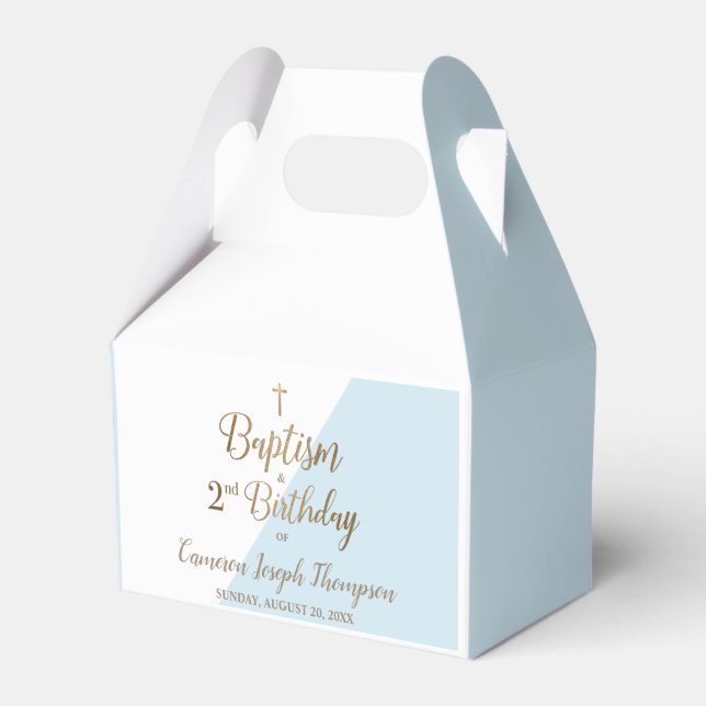 Custom 2nd Birthday baptism Blue baby boy  Favor Boxes (Front Side)