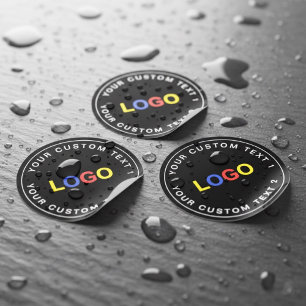 Custom 30 Business Logo, Black Waterproof Stickers