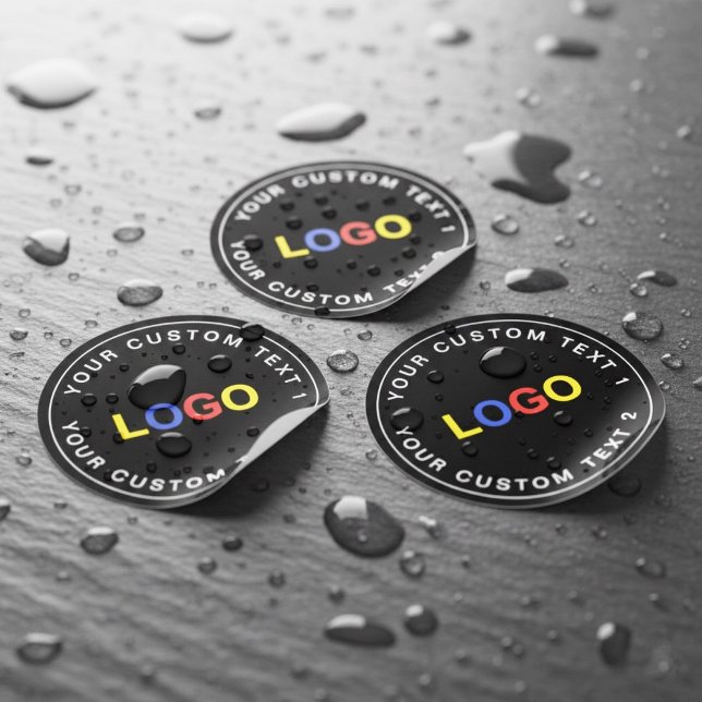 Custom 30 Business Logo, Black Waterproof Stickers ( black business logo labels)