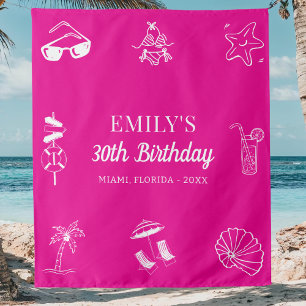 Custom 30th 40th 50th Beach Theme Birthday Party Tapestry