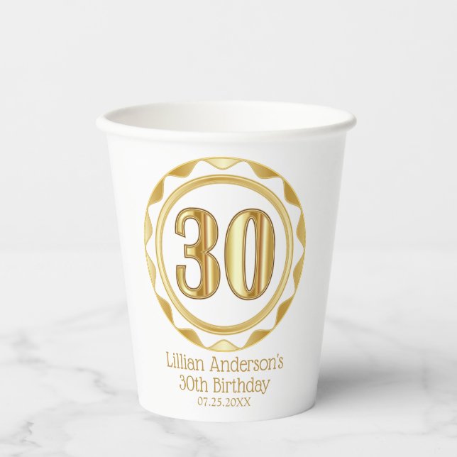 Custom 30th Birthday, Anniversary, etc... Paper Cups (Front)