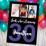 Custom 30th Birthday Black Modern Photo Collage Invitation<br><div class="desc">Put a smile on a face with this custom 30th birthday modern black script photo collage Invitation for him. You can add cute childhood photos or anything you like. - Simply click to personalize this design 🔥 My promises - This design is unique and is designed with you in mind...</div>