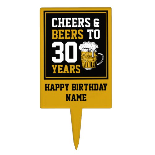 Custom 30th Birthday Cheers  Beers to 30 Years Cake Topper