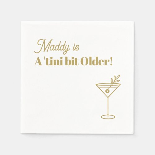 Custom 30th Birthday Martini Napkin Faux Gold