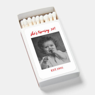 Custom 30th Birthday Matchboxes, Personalized Matchboxes
