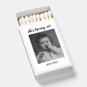 Custom 30th Birthday Matchboxes, Personalized Mile Matchboxes