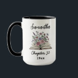 Custom 30th Birthday Name - Chapter 30 Floral Book Mug<br><div class="desc">Celebrate a special 30th birthday with this beautifully unique "Chapter" design. It features an elegant illustration of an open book blossoming with delicate, colorful flowers, symbolizing a new chapter filled with beauty and growth. Personalize this lovely design by adding the recipient's name at the top, customizing "Chapter 40" for any...</div>