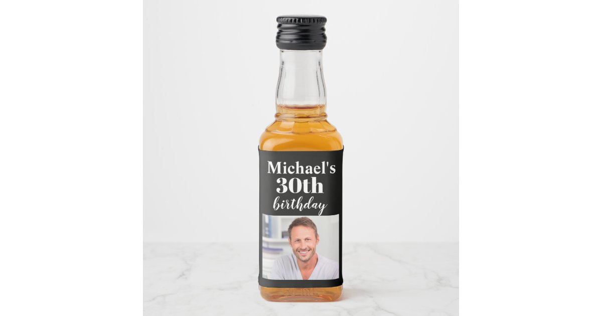 Custom 30th Birthday Party Mini Liquor Favor Label | Zazzle