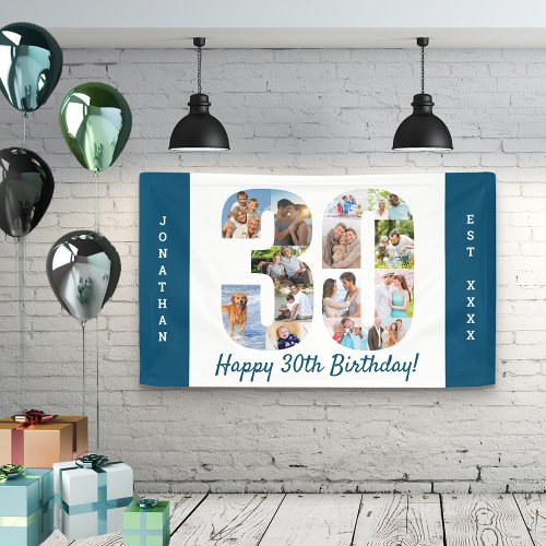 Custom 30th Birthday Party Photo Collage Banner