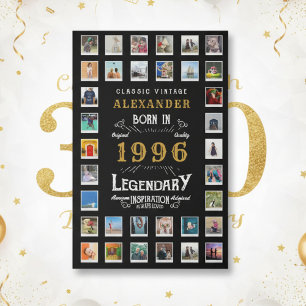 Custom 30th Birthday Photo Collage Family Memories Faux Canvas Print