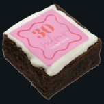 Custom 30th Birthday Pink Red Brownie<br><div class="desc">Celebrate a milestone with elegance and flavor! Our Custom 30th Birthday Brownie Pink Red Wavy Border Design combines artisanal charm with decadent taste. Each brownie is a masterpiece, featuring a bold pink and red wavy border that makes a stylish statement. Perfect for 30th birthday celebrations, these brownies are not just...</div>