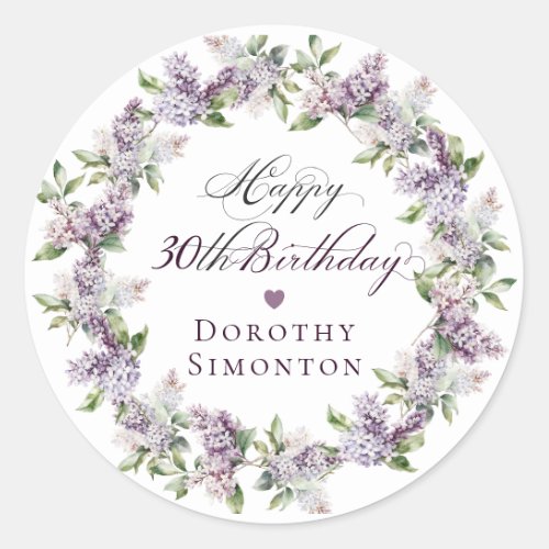 Custom 30th Birthday Purple Lilac Envelope Seal