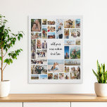 Custom 32 Photo Collage Faux Canvas Print<br><div class="desc">Make your own photo blanket featuring 32 of your cherished picture memories in a modern grid style photo collage with custom text.</div>