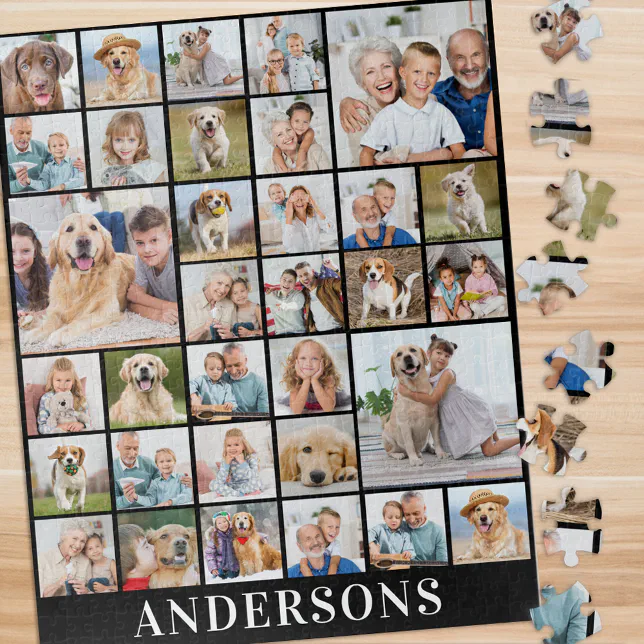 Custom 33 Photo Collage Family 16x20 520 Piece Jigsaw Puzzle
