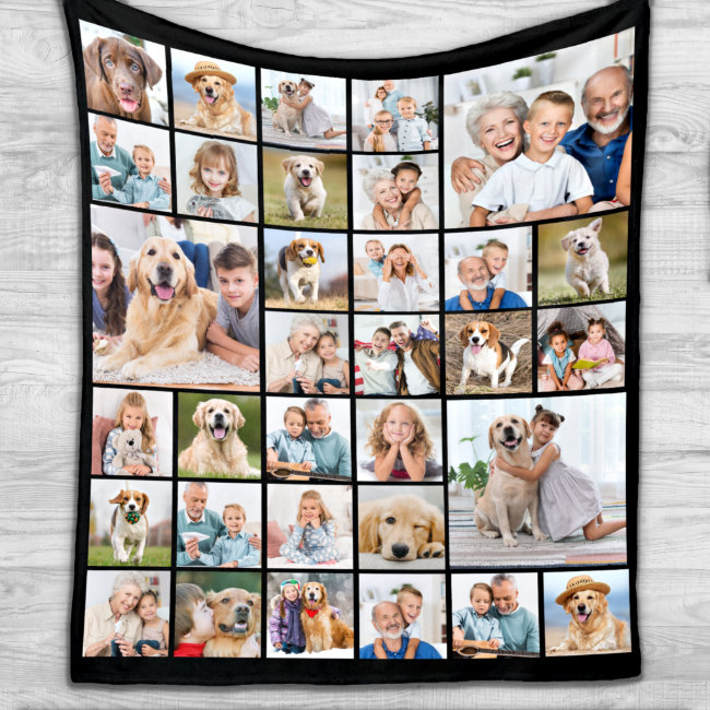 Custom 33 Photo Collage Family Friends Keepsake Fleece Blanket