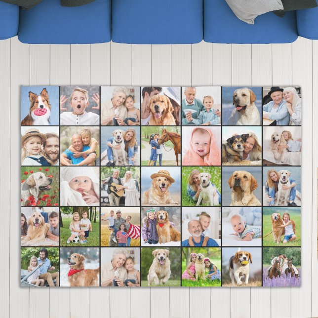 Custom 35 Photo Collage Simple Create Your Own 7x5 Outdoor Rug (Creator Uploaded)