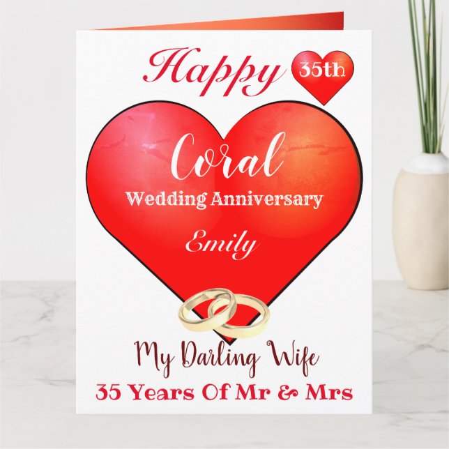 Custom 35th Wedding Anniversary Card For Wife (Front)
