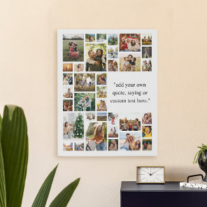 Custom 36 Photo Collage With Quote Faux Canvas Print
