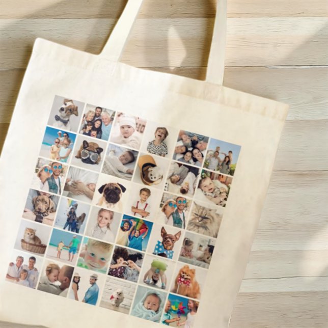 Custom 36 Photos Modern Family and Pet Tote Bag (Creator Uploaded)