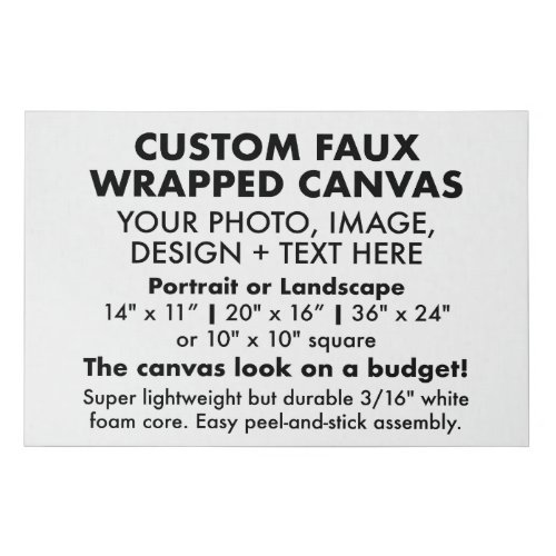 Custom 36 x 24 FAUX WRAPPED CANVAS PRINT Blank