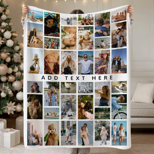 Custom 36 x photo collage Personalized  Fleece Blanket