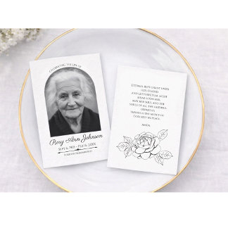 Custom 3.5" x 2.5" Funeral Photo Card with Prayer