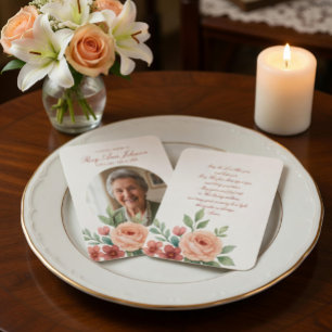 Custom 3.5" x 2.5" Funeral Photo Card with Prayer